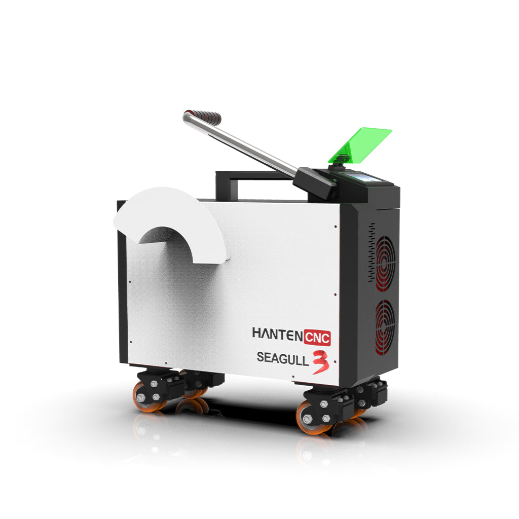 HANTENCNC SEAGULL 3 500W air-cooled pulse laser cleaning machine for industrial rust and paint removal.