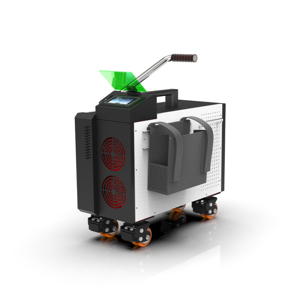 Ultra-portable trolley case design of HANTENCNC SEAGULL3 for flexible on-site metal cleaning.