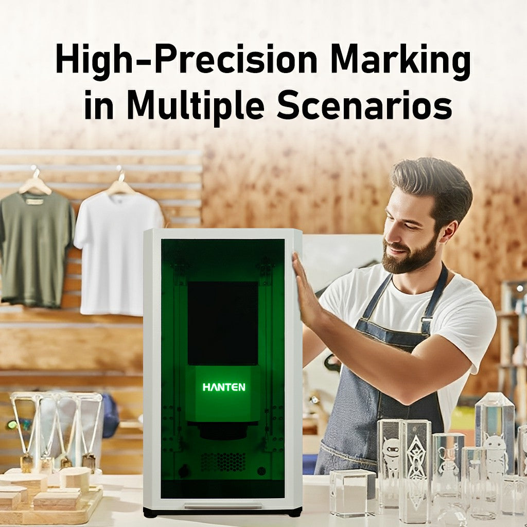 HANTEN Robin UV Ultra UV laser marker used for high-precision marking in multiple shop and studio scenarios