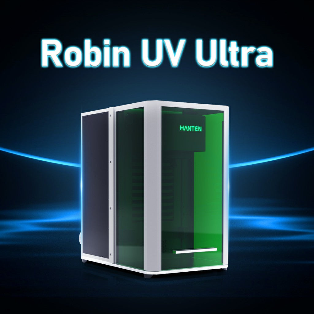 Front view of the HANTEN Robin UV Ultra compact UV laser marking machine
