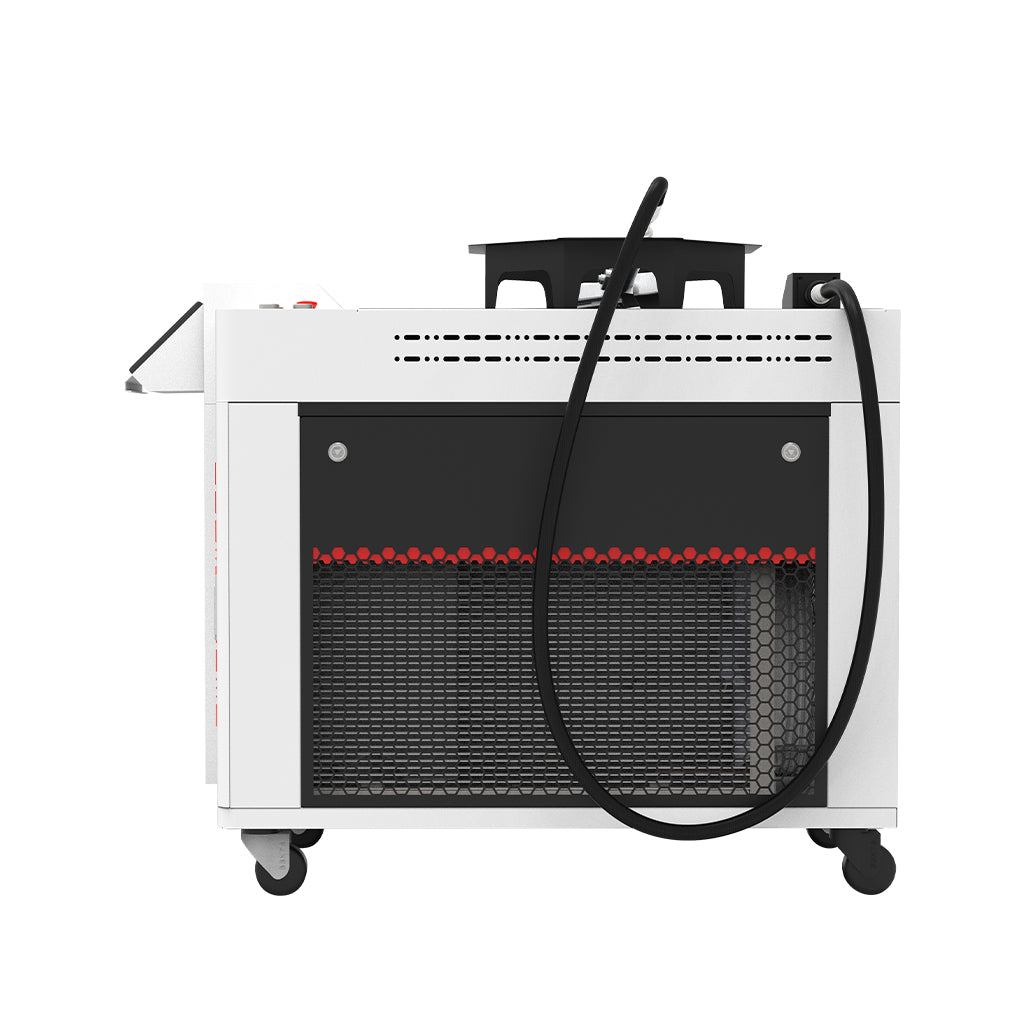 Side view of SEAL2 pulse laser cleaning machine showing cooling panel and cable layout